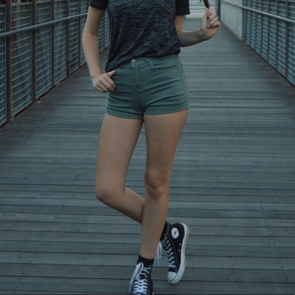 Forever 21 Pants - F21 Army Green High Waisted Jean Shorts